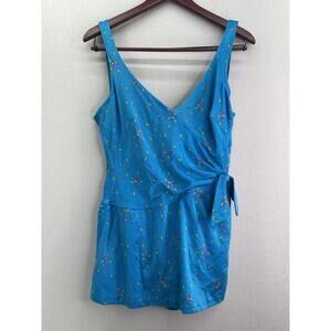 VTG Turquoise Swim Dress 70s 80s Maxine of Hollywood L/XL USA Retro